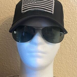 Black unisex Hat with removable American Flag Patch and